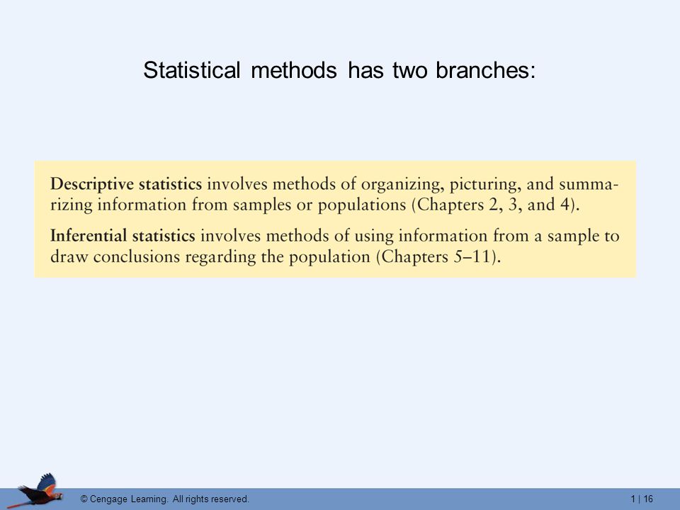 Statistical methods has two branches: