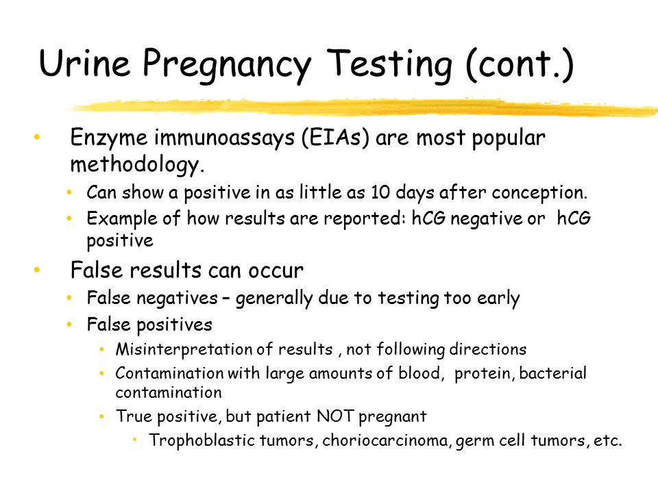 Urine Pregnancy Testing (cont.)