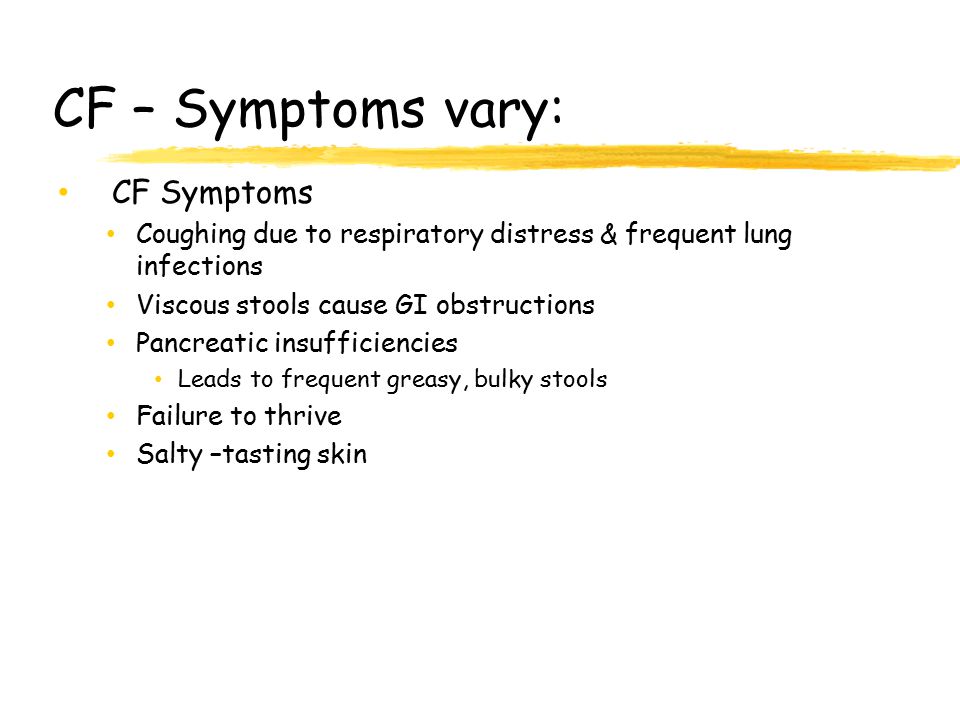 CF – Symptoms vary: CF Symptoms