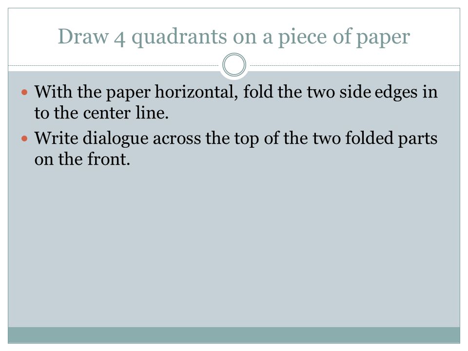 Draw 4 quadrants on a piece of paper