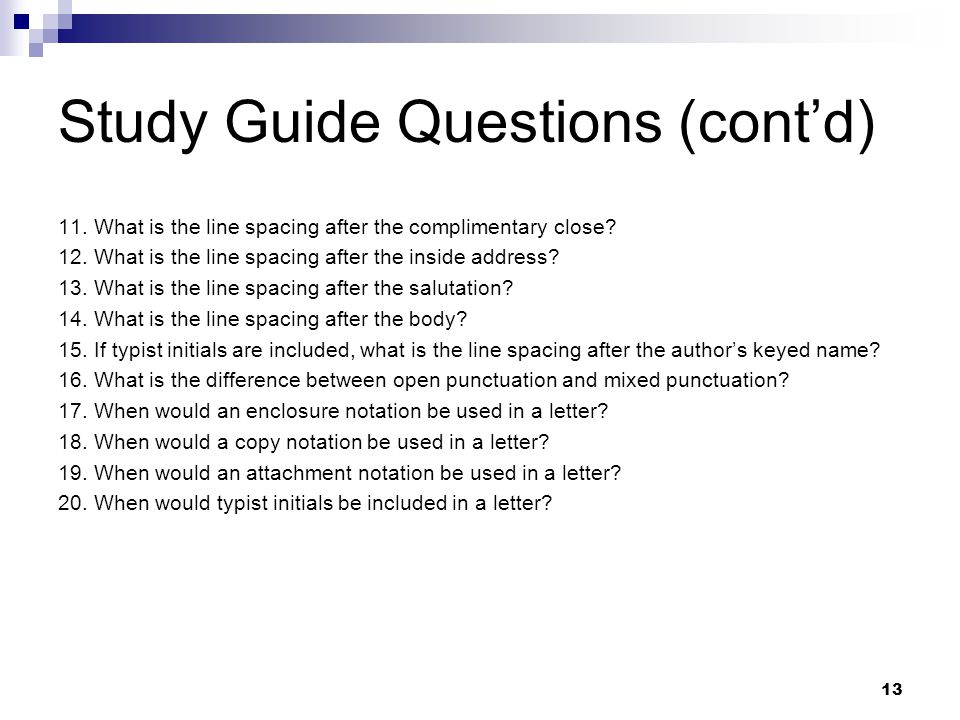 Study Guide Questions (cont’d)