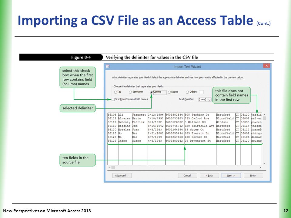 Importing a CSV File as an Access Table (Cont.)