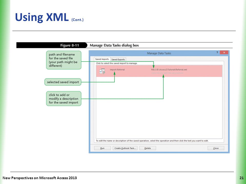 Using XML (Cont.) New Perspectives on Microsoft Access 2013