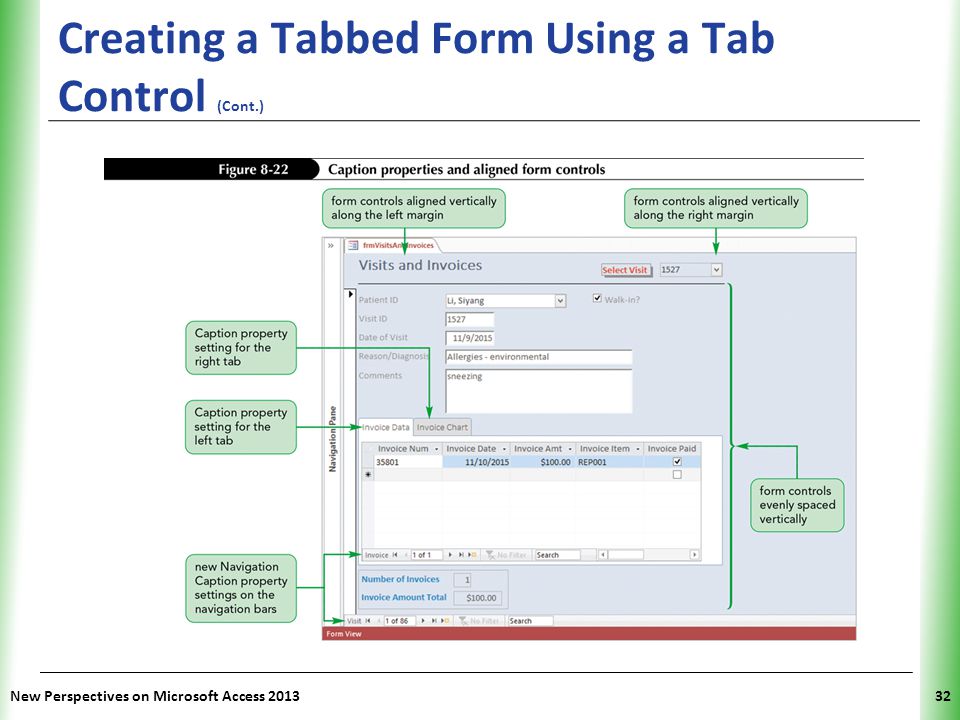 Creating a Tabbed Form Using a Tab Control (Cont.)