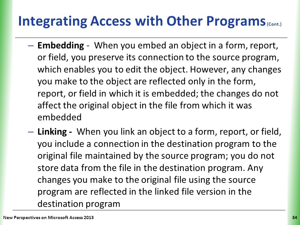 Integrating Access with Other Programs (Cont.)