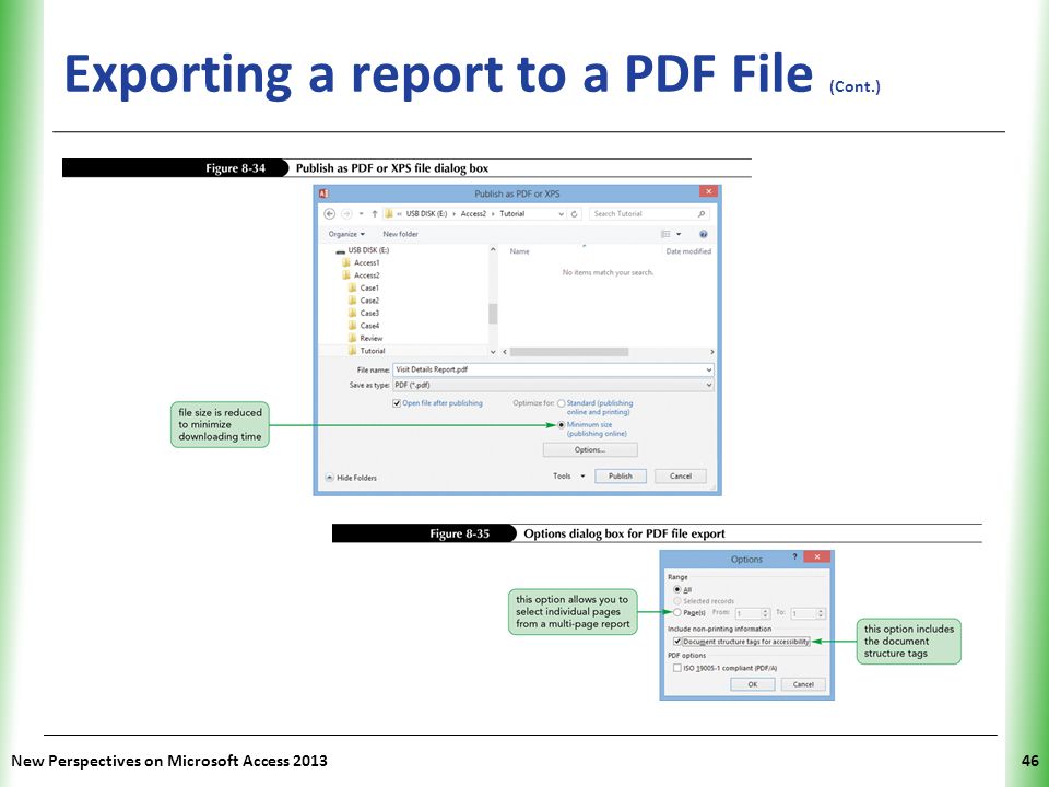 Exporting a report to a PDF File (Cont.)