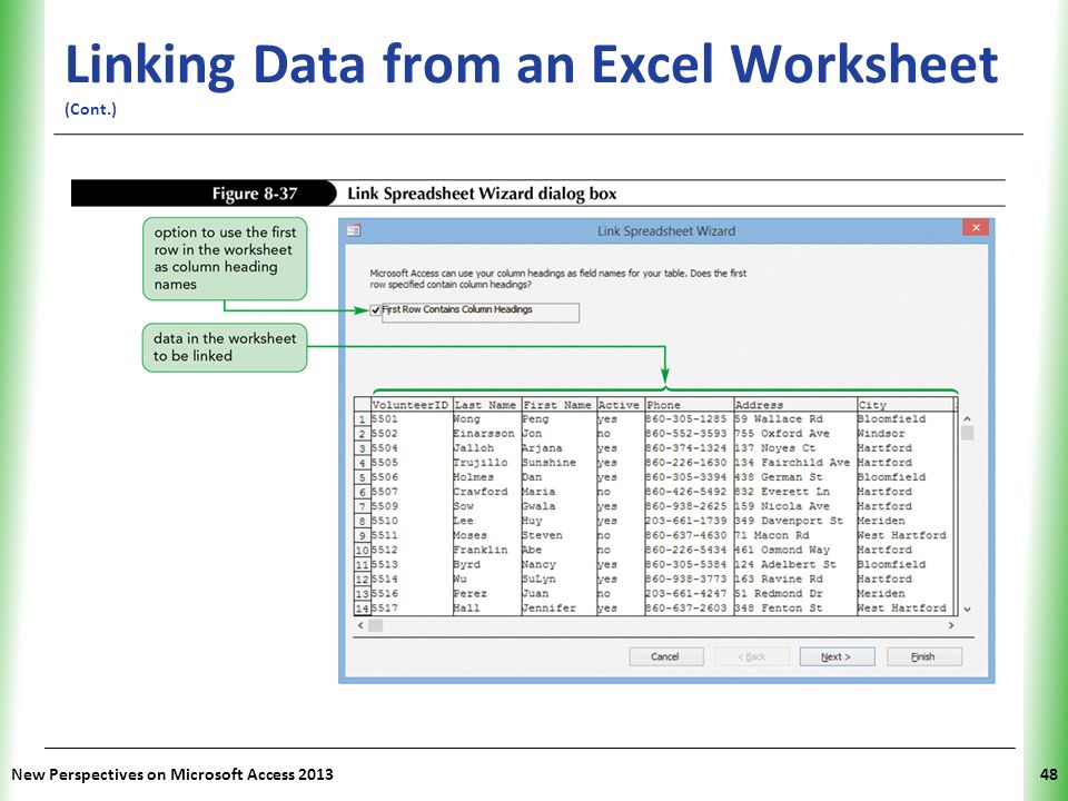 Linking Data from an Excel Worksheet (Cont.)