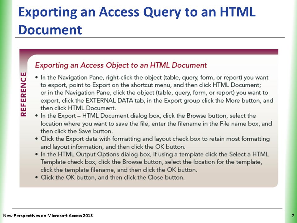 Exporting an Access Query to an HTML Document