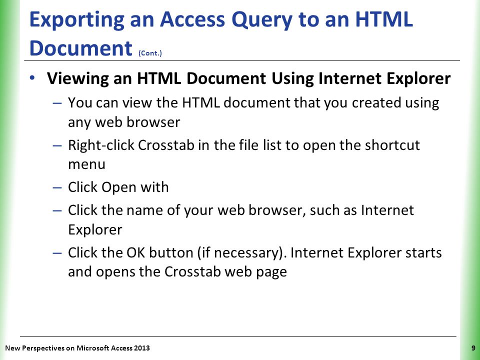 Exporting an Access Query to an HTML Document (Cont.)