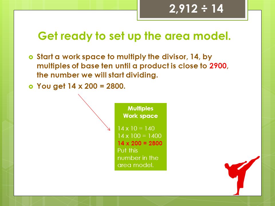 Get ready to set up the area model.