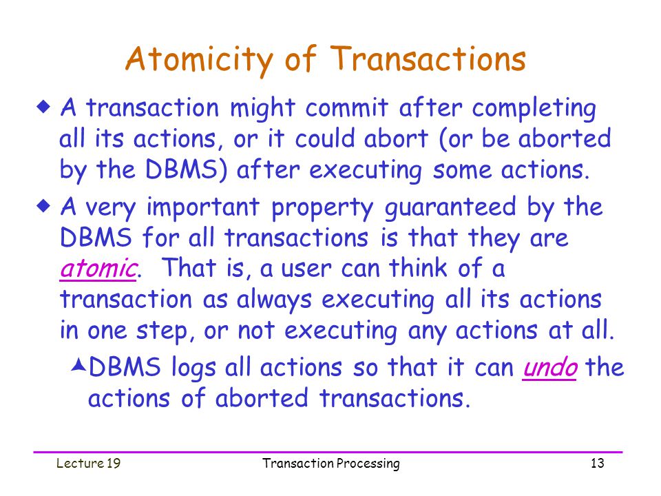 Atomicity of Transactions