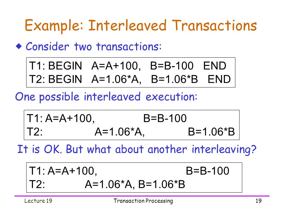 Example: Interleaved Transactions