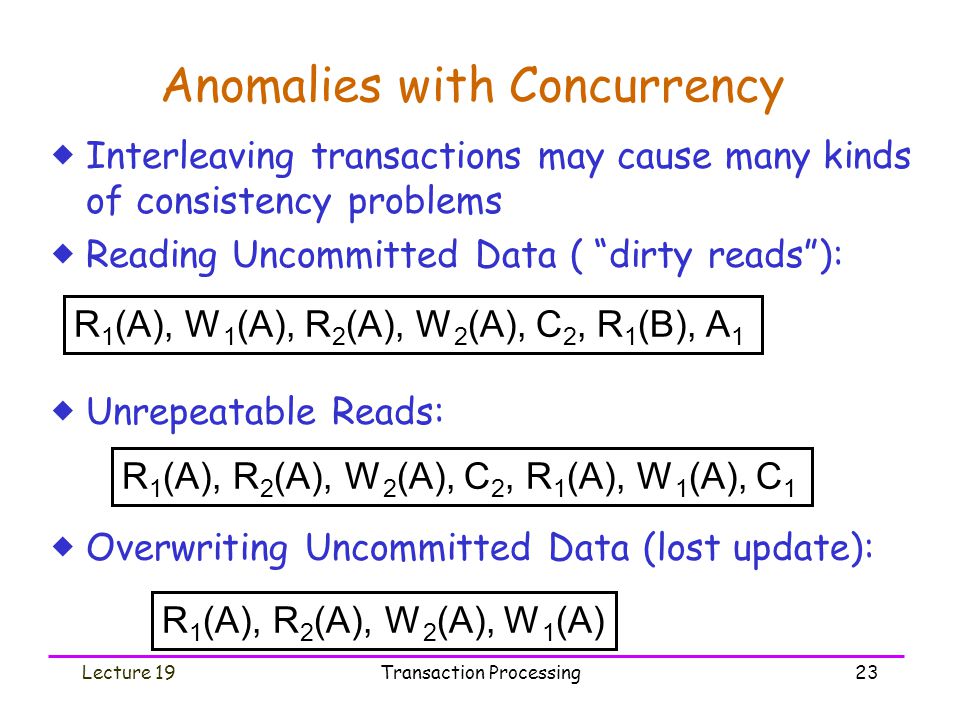 Anomalies with Concurrency