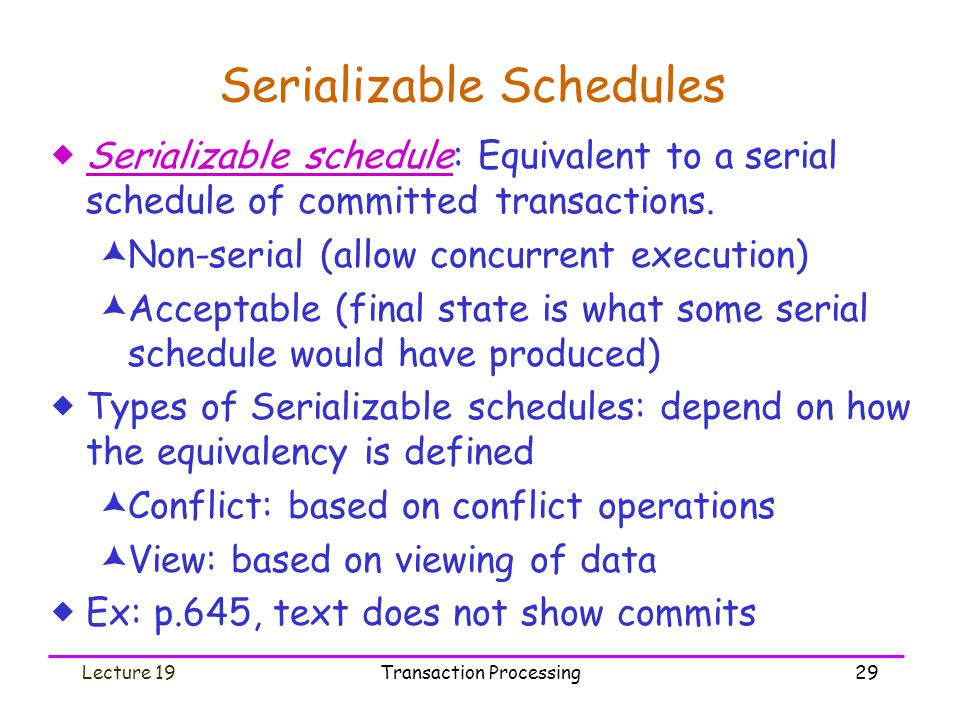 Serializable Schedules