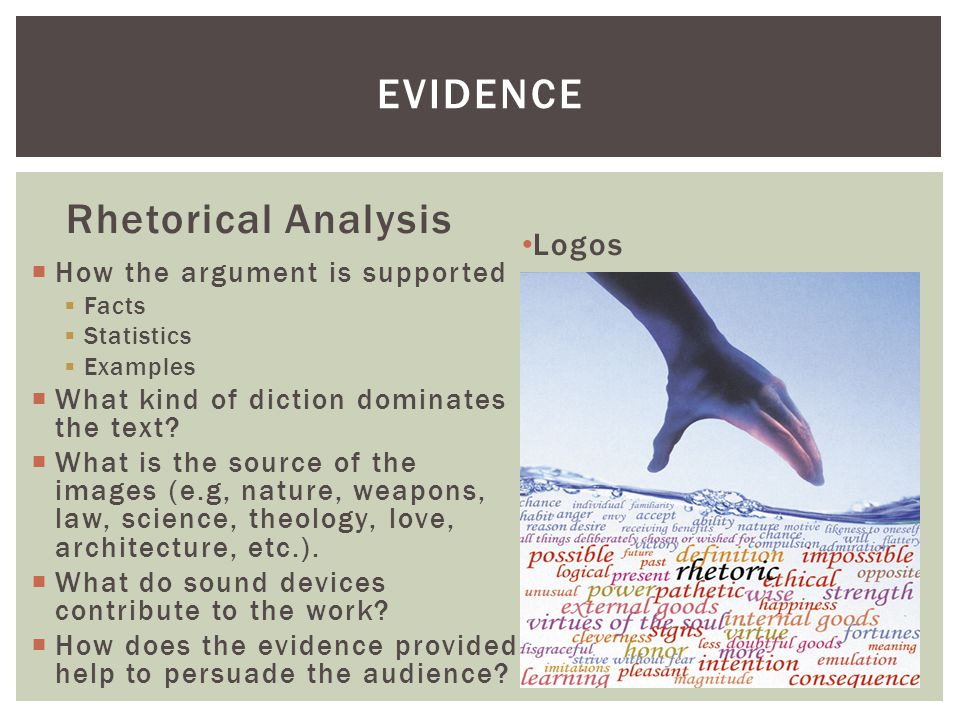 evidence Rhetorical Analysis Logos How the argument is supported