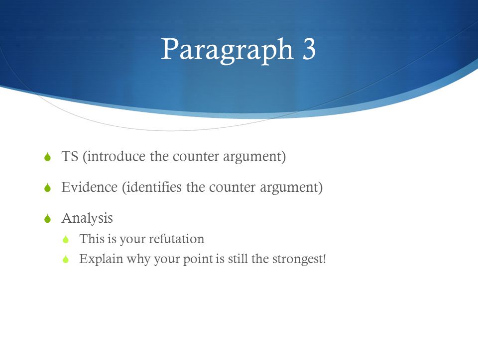 Paragraph 3 TS (introduce the counter argument)