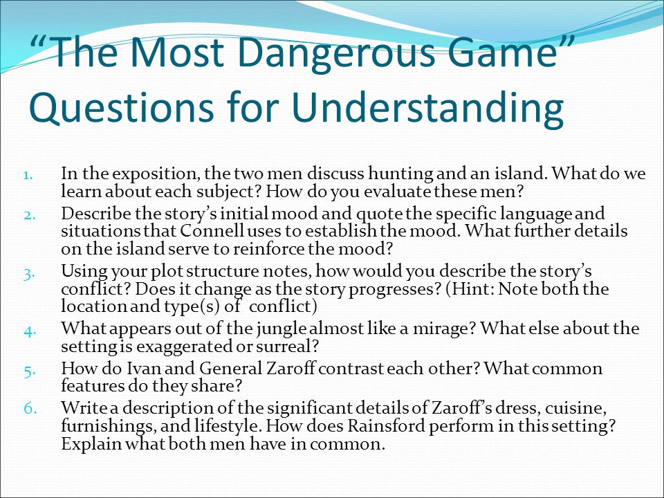 Methods Of Characterization Chart The Most Dangerous Game
