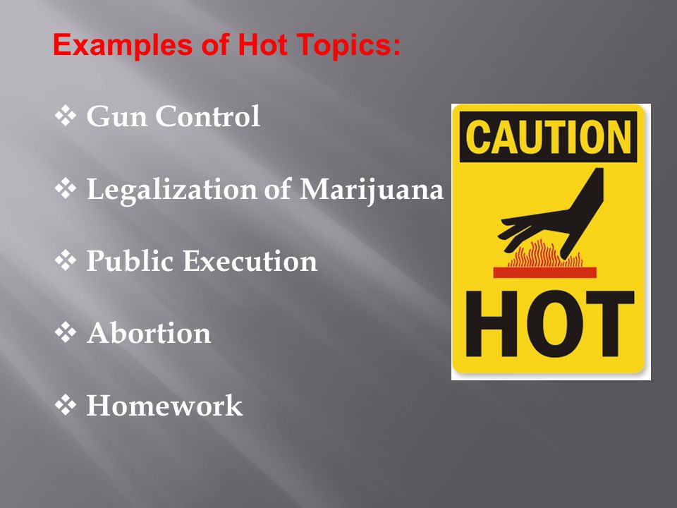 Examples of Hot Topics: