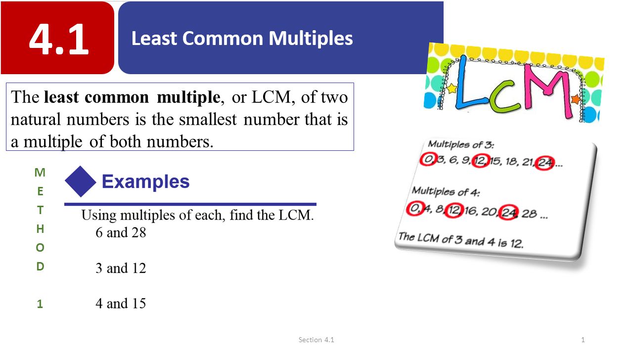 The least common multiple, or LCM, of two natural numbers is the smallest number that is a multiple of both numbers.