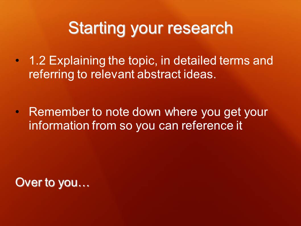 Starting your research