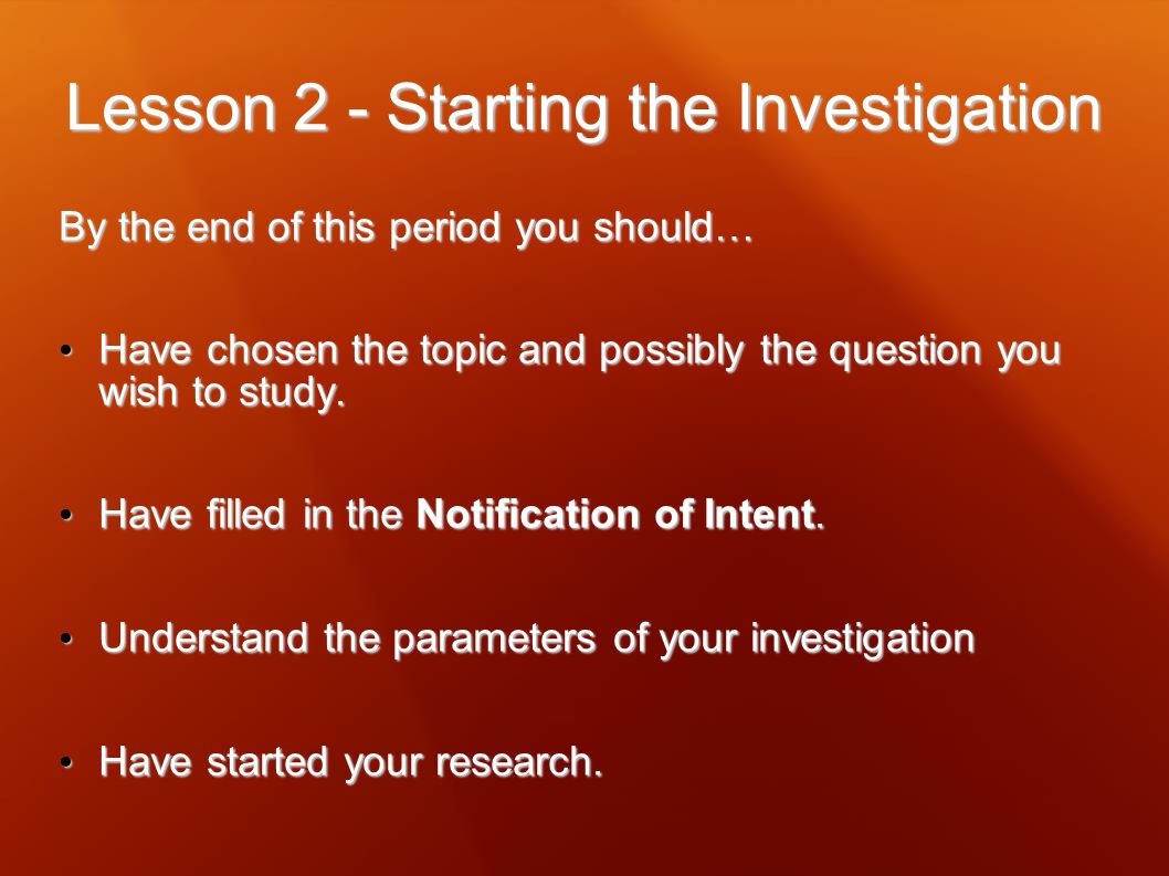 Lesson 2 - Starting the Investigation