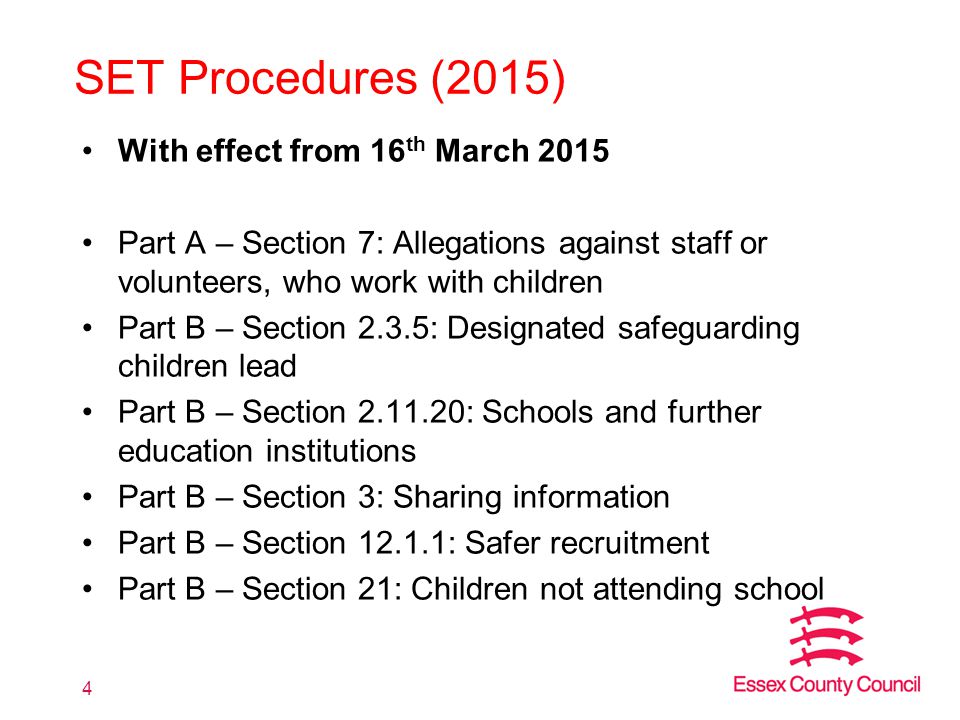 SET Procedures (2015) With effect from 16th March 2015