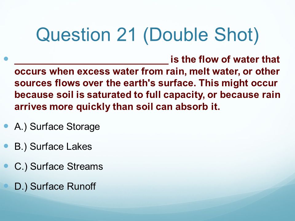Question 21 (Double Shot)