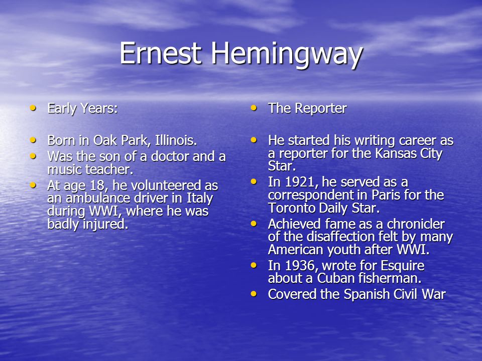 The Old Man and the Sea By Ernest Hemingway. - ppt video online download