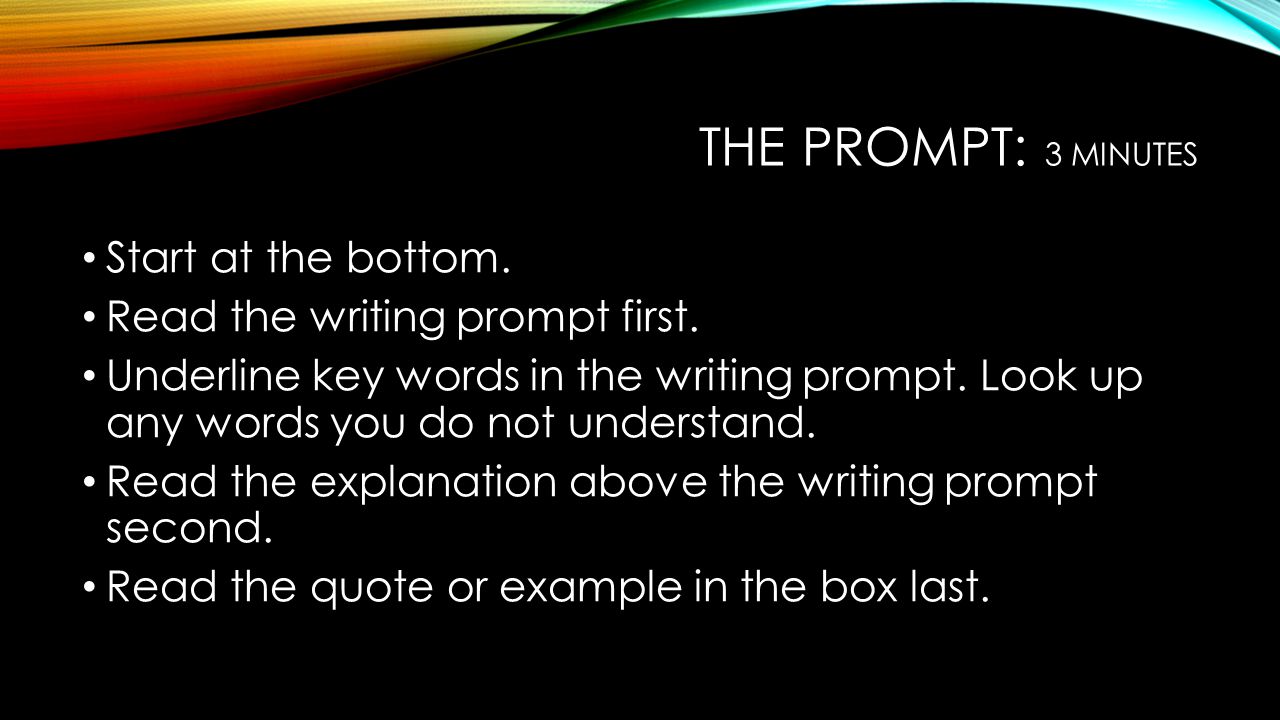 The prompt: 3 minutes Start at the bottom.