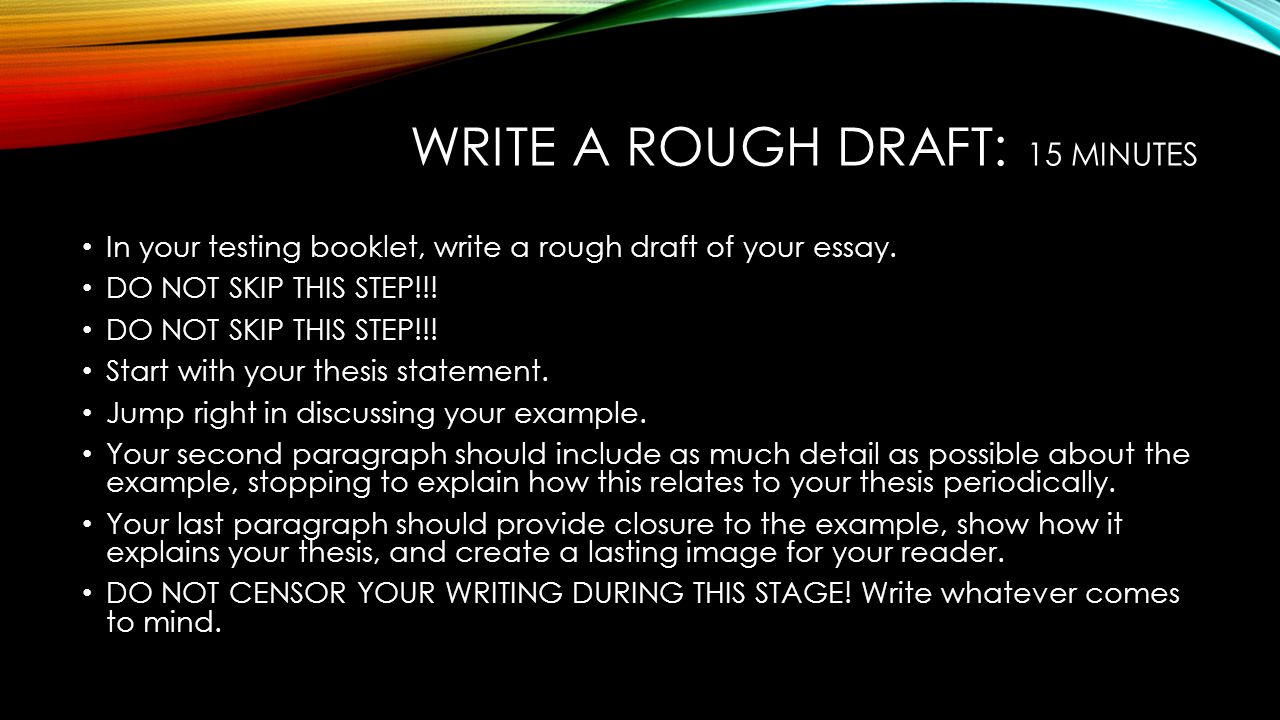 Write a rough draft: 15 minutes