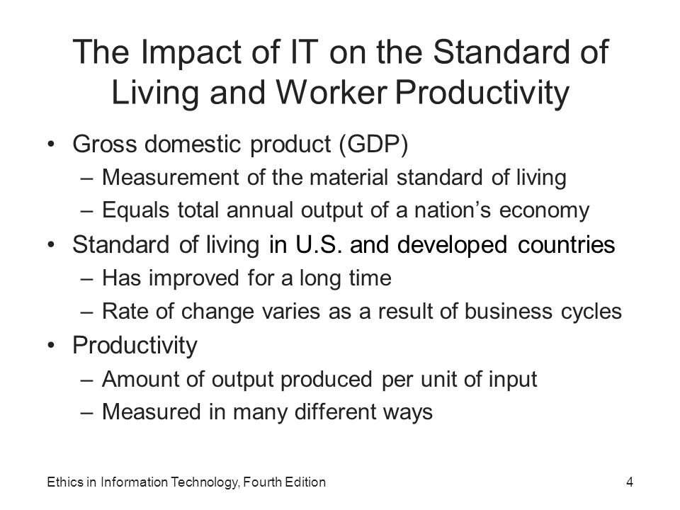The Impact of IT on the Standard of Living and Worker Productivity