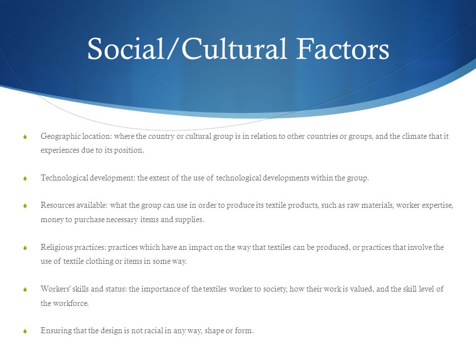 social and cultural factors