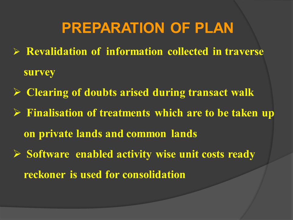 PREPARATION OF PLAN Clearing of doubts arised during transact walk