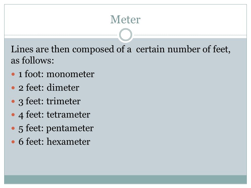 Meter Lines are then composed of a certain number of feet, as follows: