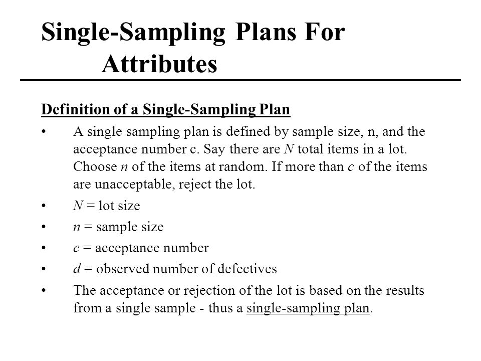single sampling plan