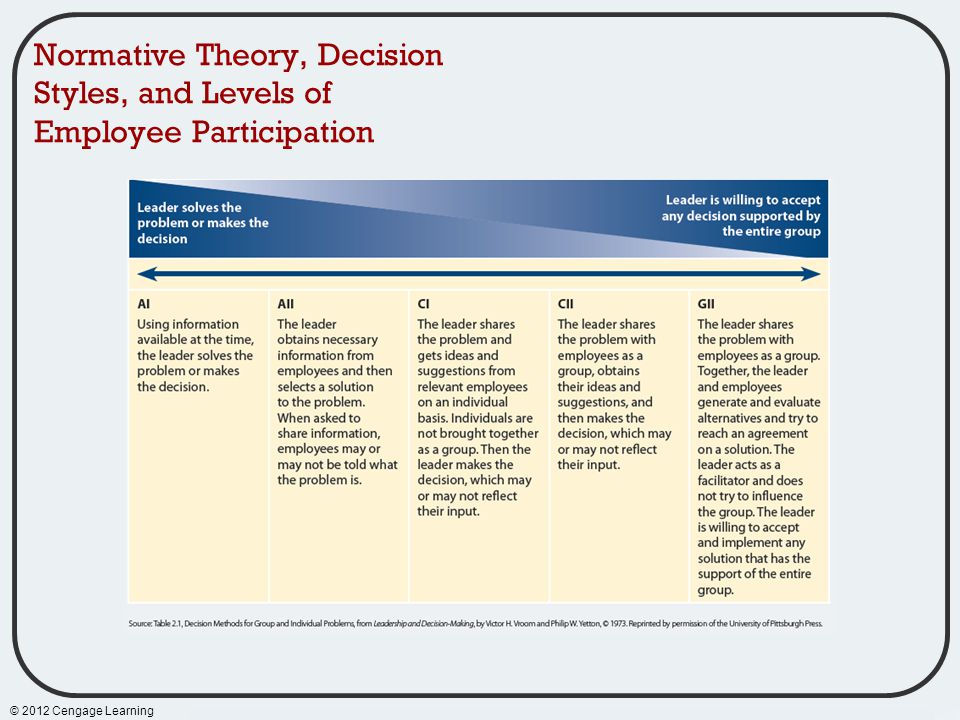 Normative Theory, Decision Styles, and Levels of Employee Participation