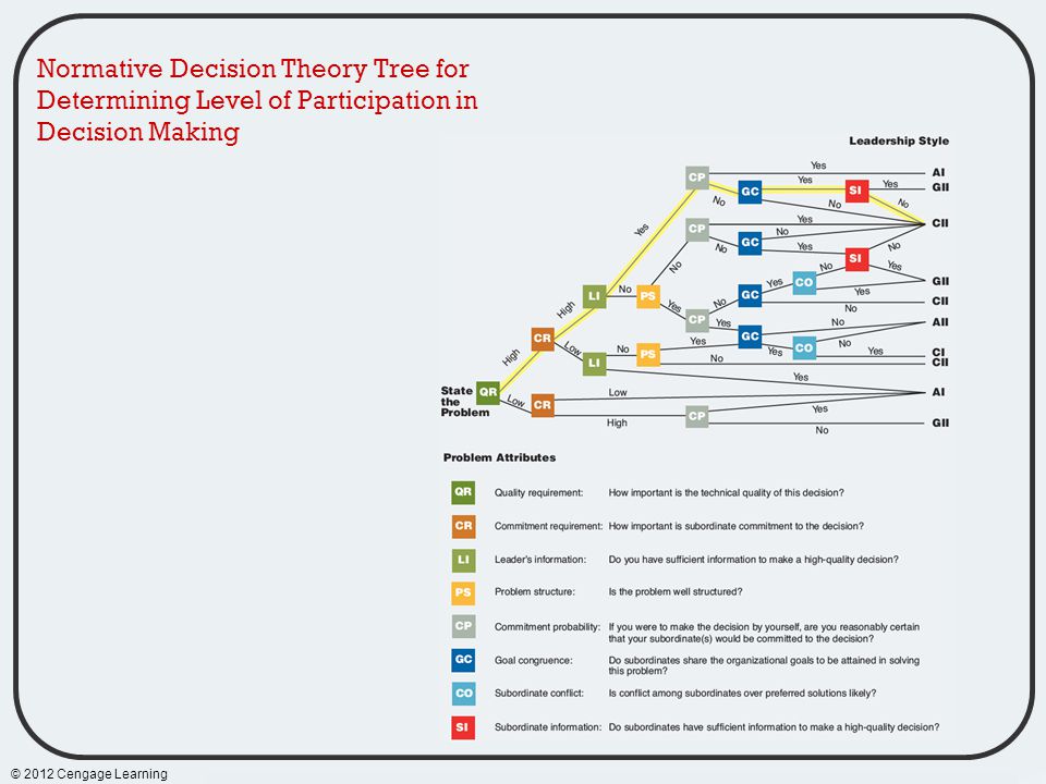 Normative Decision Theory Tree for Determining Level of Participation in Decision Making
