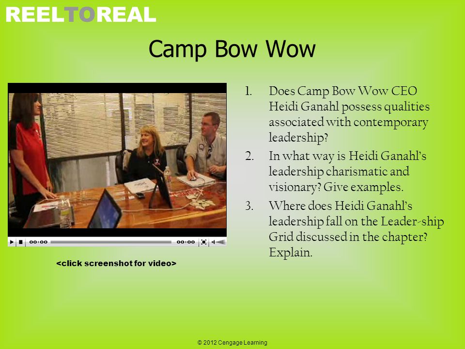 Camp Bow Wow 1. Does Camp Bow Wow CEO Heidi Ganahl possess qualities associated with contemporary leadership