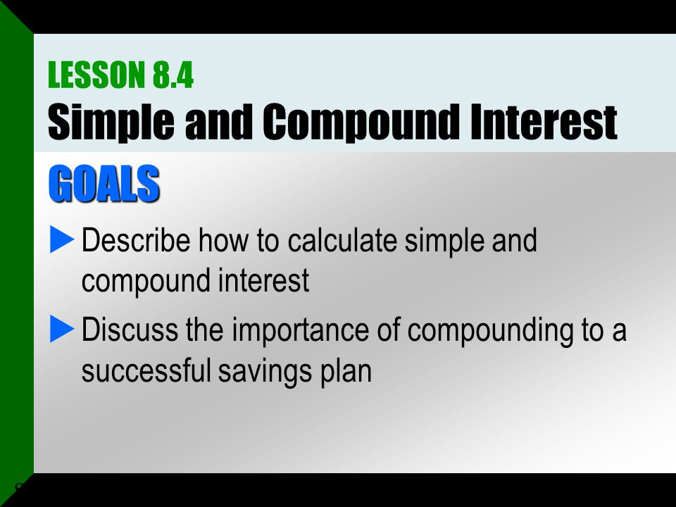 LESSON 8.4 Simple and Compound Interest