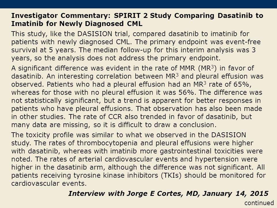 Interview with Jorge E Cortes, MD, January 14, 2015