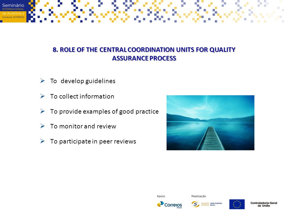 8. ROLE OF THE CENTRAL COORDINATION UNITS FOR QUALITY ASSURANCE PROCESS