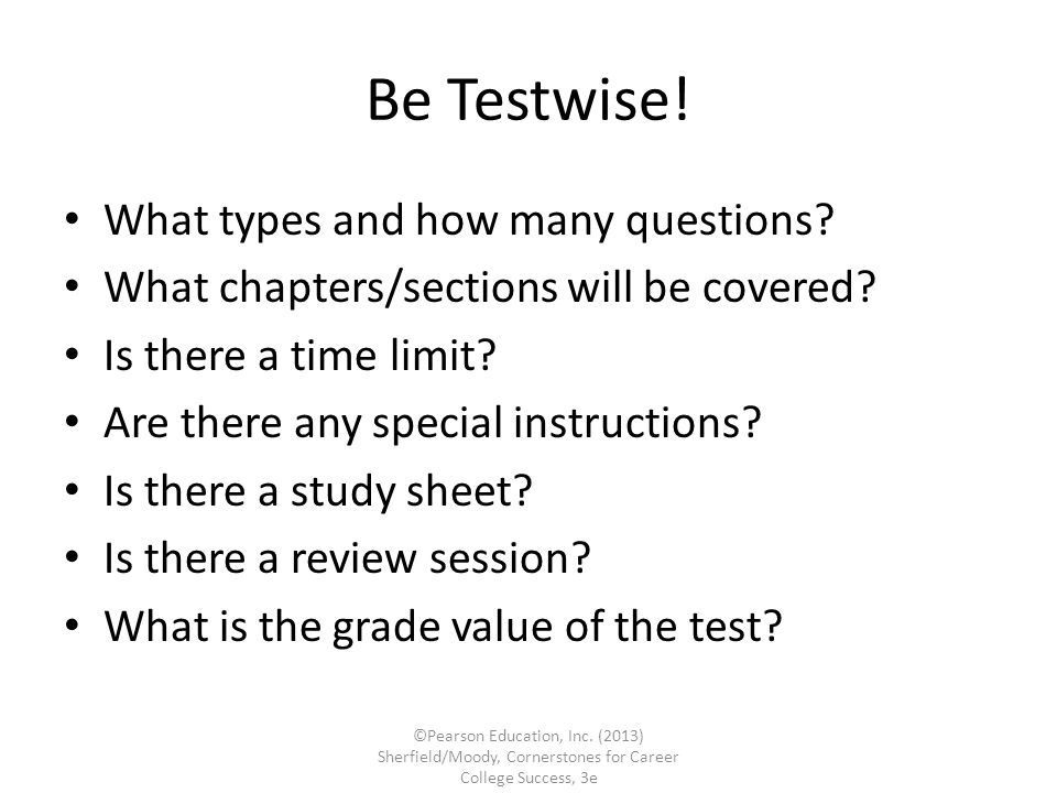 Be Testwise! What types and how many questions