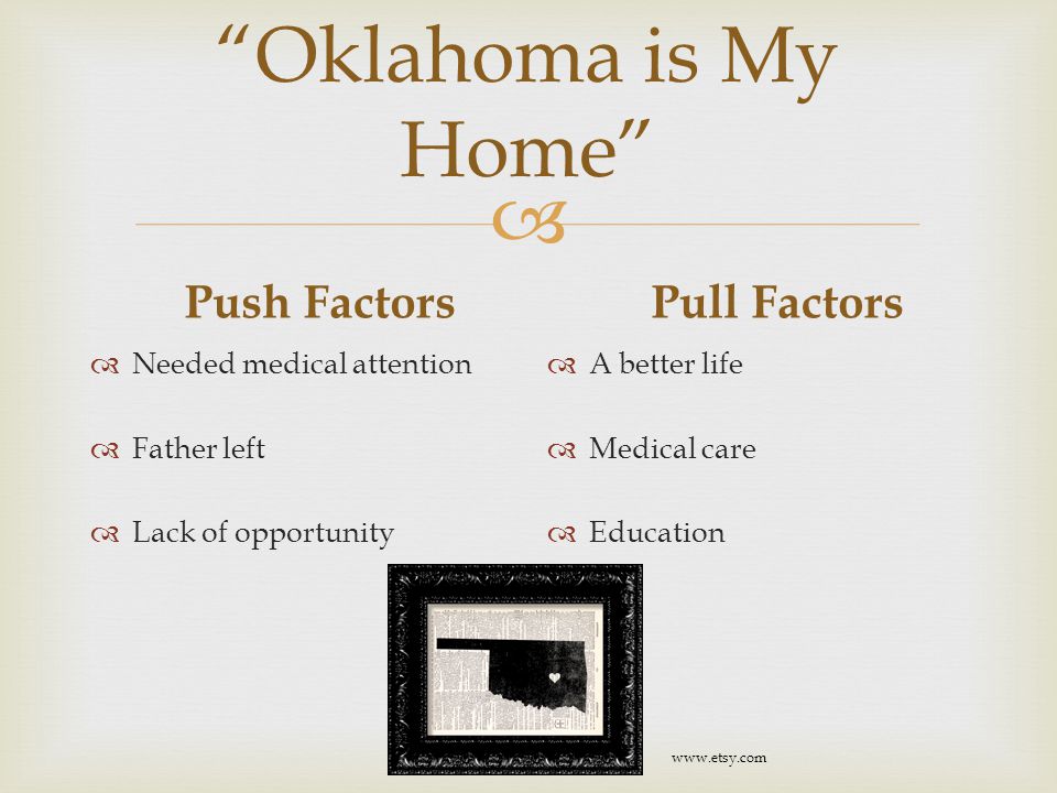 Oklahoma is My Home Push Factors Pull Factors