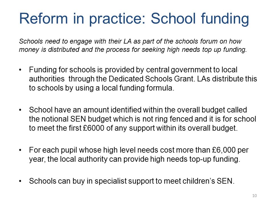 Reform in practice: School funding