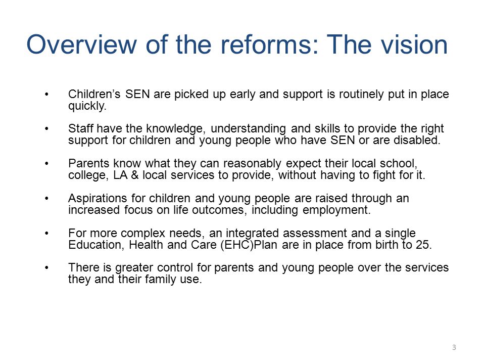 Overview of the reforms: The vision