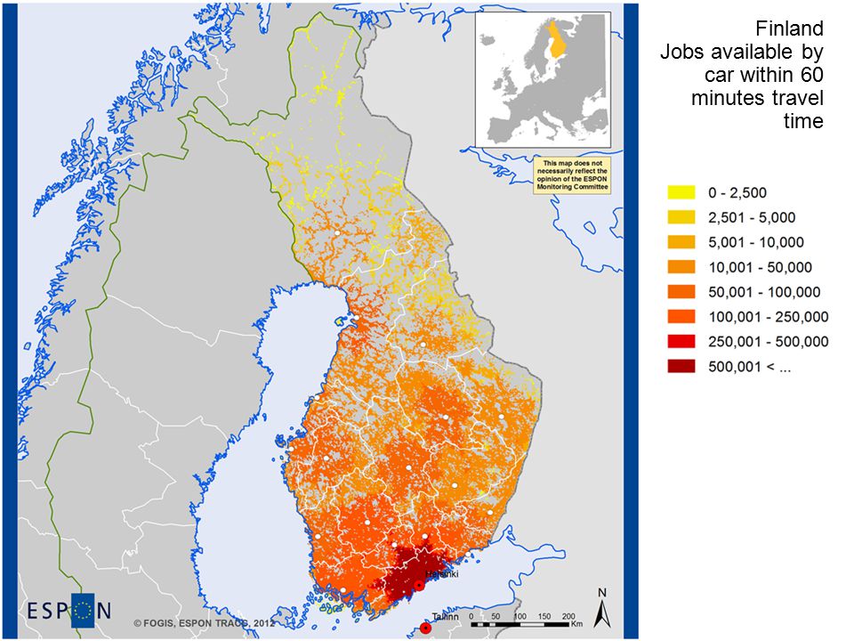 Finland Jobs available by car within 60 minutes travel time
