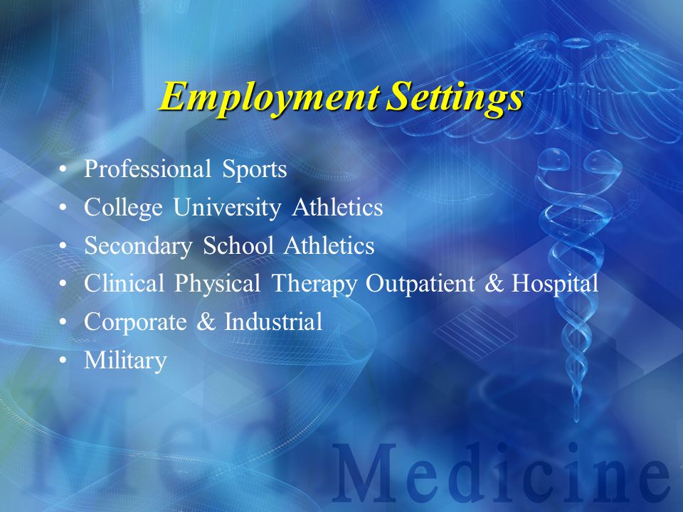 Employment Settings Professional Sports College University Athletics