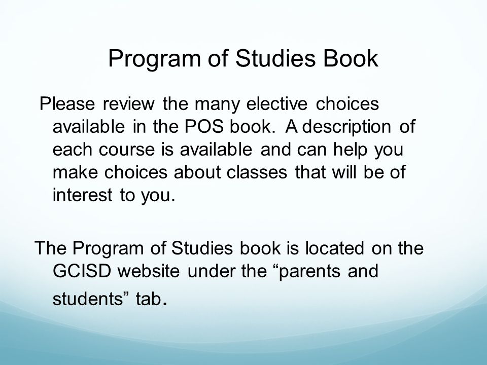 Program of Studies Book