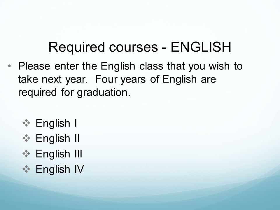 Required courses - ENGLISH