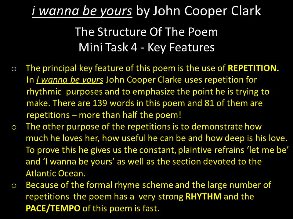 I Wanna Be Yours By John Cooper Clark Ppt Video Online Download